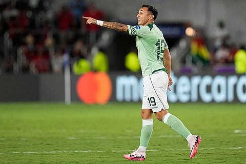 Bruno Miranda celebrates after scoring a goal